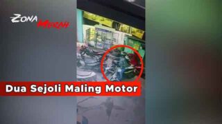 Dua Sejoli Maling Motor dan Gorengan Terekam CCTV di Minimarket Sekargadung