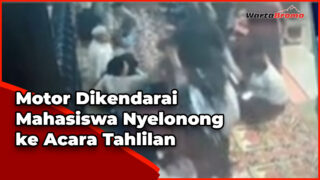 Detik-detik Pemotor Terobos dan Lindas Makanan Jemaah Tahlilan