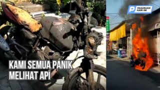 DRAMATIS! Motor Terbakar Hebat di Jalan Bangil, Warga Panik!